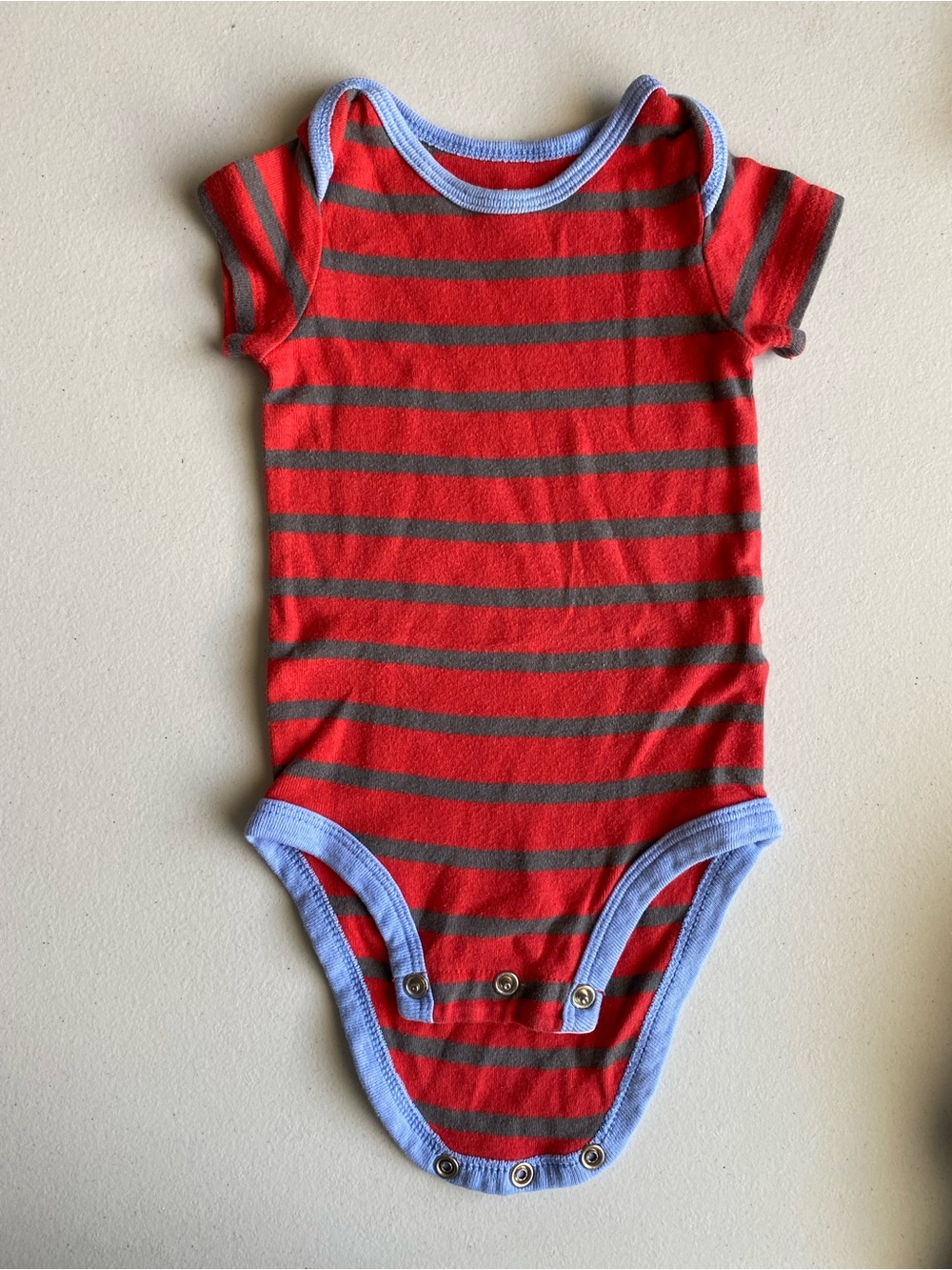 Child of Mine by Carter's Striped Bodysuit Red Gray 0-3M